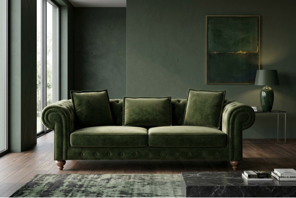 Groene Chesterfield stoffen driezits luxe bank woonkamersofa's stijl