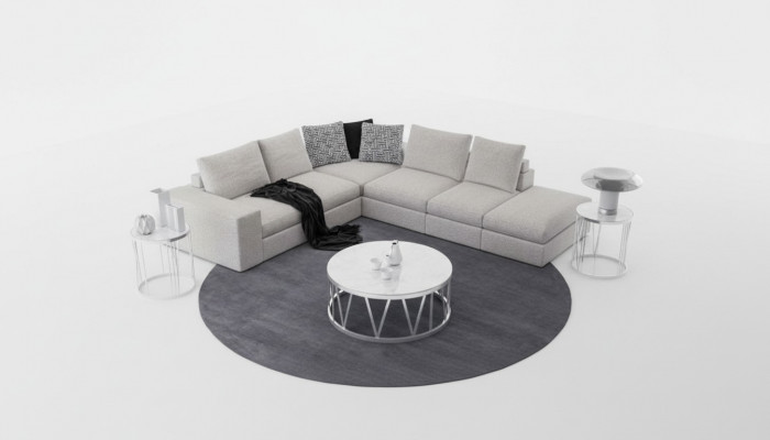Witte hoekbank Beklede hoekbank Luxe L-vorm banken Modern Design