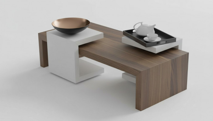 Salon tafel set Walnoot natuur woonkamer meubels Bijzettafels Modern Nieuw