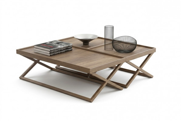 Opklapbare luxe bruine salontafel houten tafel woonkamer meubilair stijl tafel