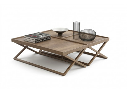 Opklapbare luxe bruine salontafel houten tafel woonkamer meubilair stijl tafel