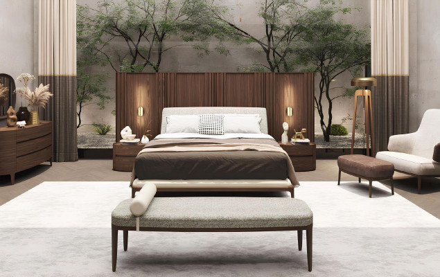 Bruin slaapkamer set bedframe 2x nachtkastjes tweepersoonsbed 3-delig
