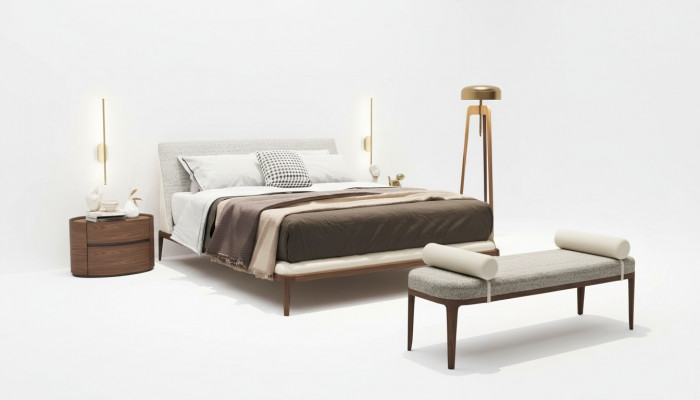 Bruin slaapkamer set bedframe 2x nachtkastjes tweepersoonsbed 3-delig