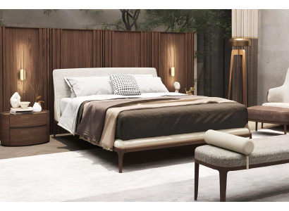 Bruin slaapkamer set bedframe 2x nachtkastjes tweepersoonsbed 3-delig
