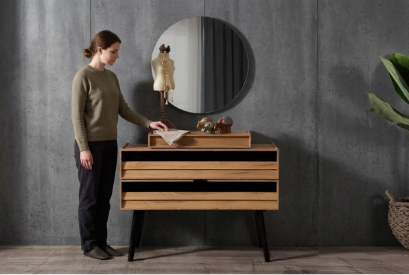 Ontwerper luxe massief houten lade bruine opbergcommode Modern Nieuw