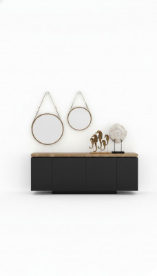 Eetkamer Dressoir Walnoot natuur - Antraciet mat luxe meubels