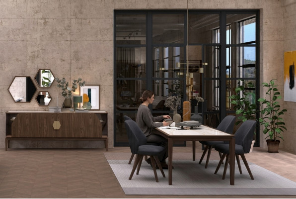 Eetkamer keukentafel luxe massief houten meubels moderne inrichtingsmeubelen