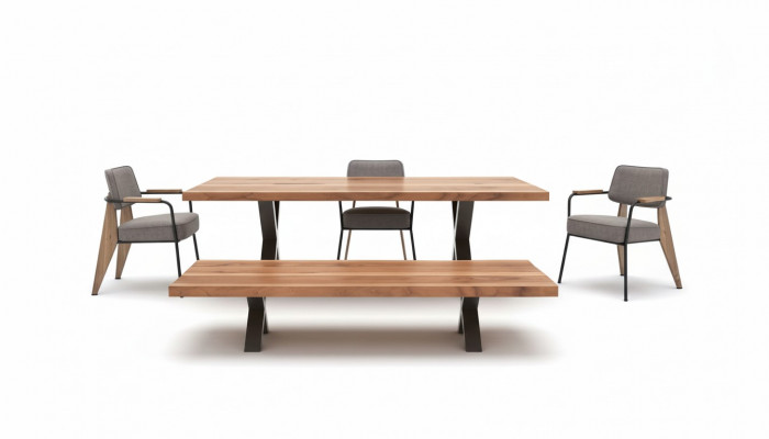 Designer eetkamer set eettafel stoelen eetbank moderne stijl houten meubels