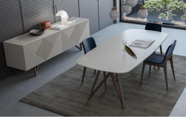 Eetkamerset Moderne eetkamerset Wit dressoir met opbergruimte