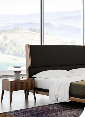 Bruine slaapkamerset Bed Nachtkastjes 2-delig Moderne stijl Luxe meubels