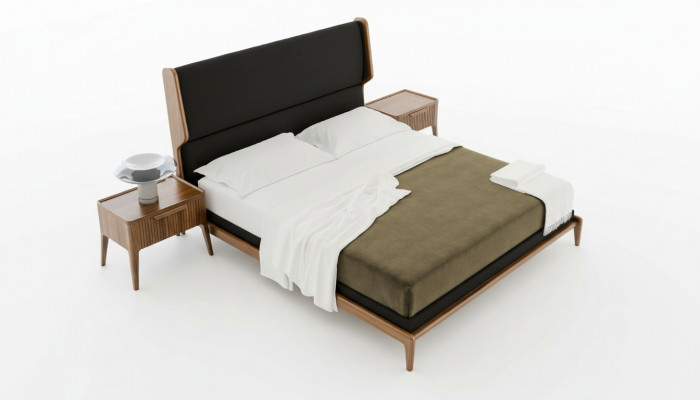 Bruine slaapkamerset Bed Nachtkastjes 2-delig Moderne stijl Luxe meubels