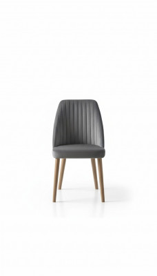 Grijze moderne luxe stoel stoelen éénpersoons houten meubels keukenstoelen