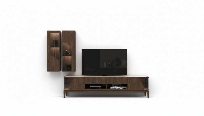 Woonkamer meubels Woonwand Hangplanken Dressoir Bruin Luxe Houten meubels