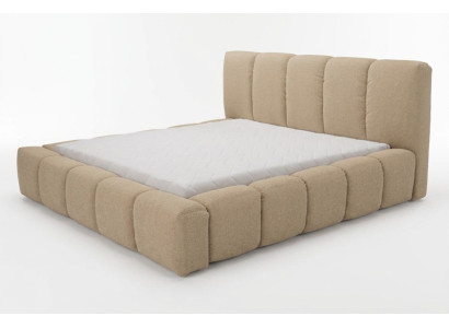 Bed grijs Tweepersoonsbed Slaapkamer Hout Meubel Ontwerp Bekleed Stof Nieuw