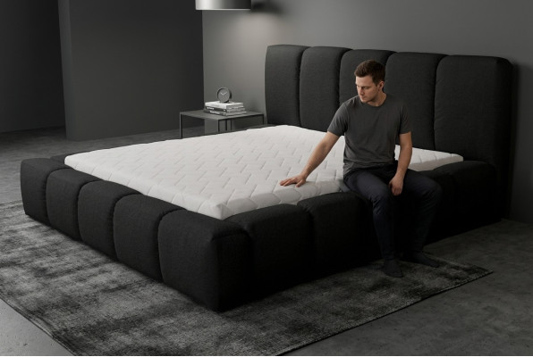 Bed Zwarte tweepersoonsbed Slaapkamer Houten meubels Design Meubels Stof