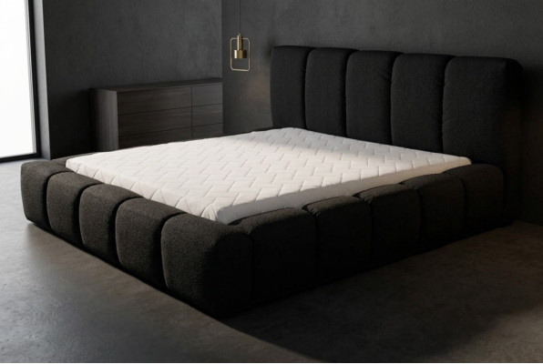 Bed Zwarte tweepersoonsbed Slaapkamer Houten meubels Design Meubels Stof
