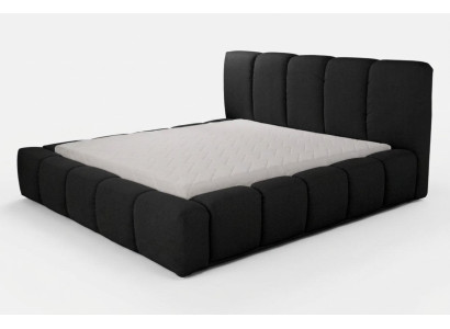 Bed Zwarte tweepersoonsbed Slaapkamer Houten meubels Design Meubels Stof