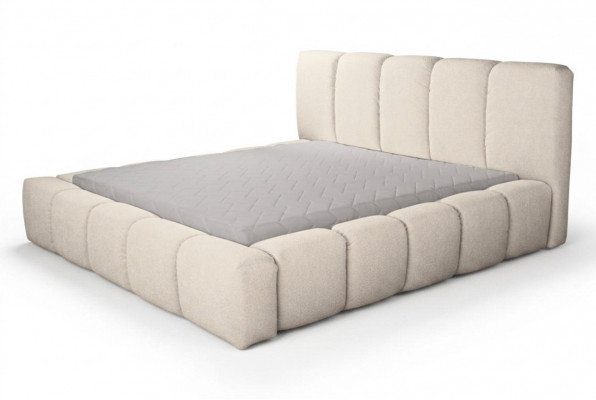Bed Wit dubbel bed Slaapkamer Houten meubels Design Gestoffeerde meubels Stof