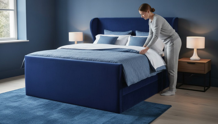 Bed tweepersoonsbed slaapkamer fluweel gestoffeerd bed design meubels bekleding