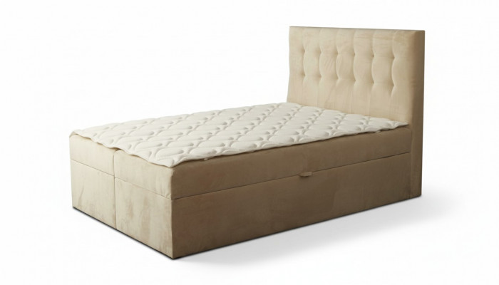 Chesterfield bed beige Slaapkamer Houten meubels Ontwerp elegant Gestoffeerd Stof