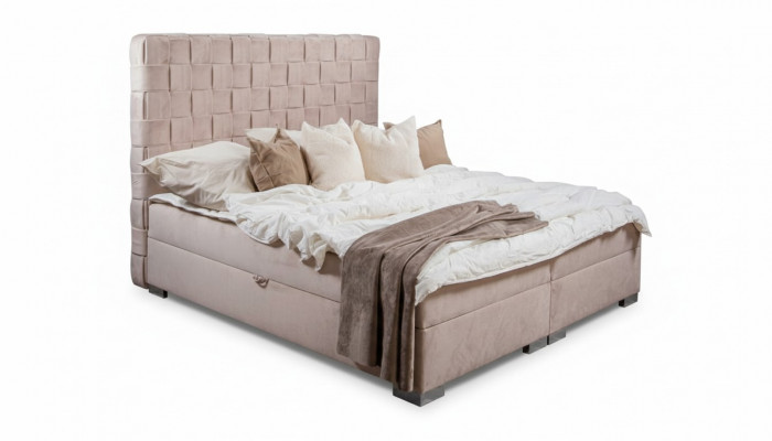 Beige slaapkamerbedden gestoffeerd bed Chesterfield textiel stof nieuw