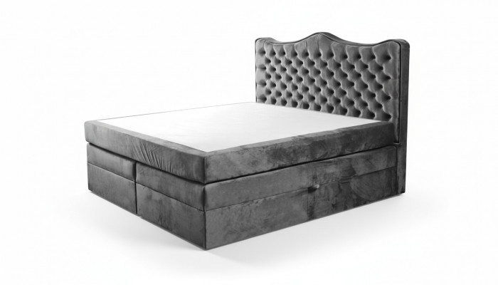 Bedframe grijs chesterfield slaapkamer ontwerp elegant stof klassieke meubels