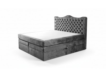 Bedframe grijs chesterfield slaapkamer ontwerp elegant stof klassieke meubels