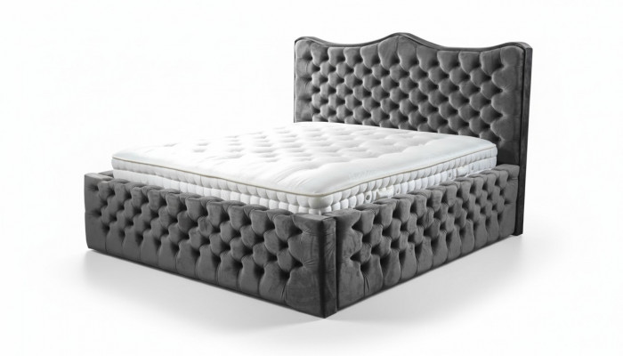 Chesterfield bed fluwelen bed tweepersoonsbed 160x200 design hotel inrichting