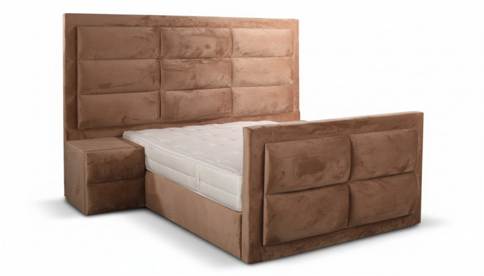 Klassiek bed hout bruin Slaapkamer meubels Ontwerp elegant Stof nieuw