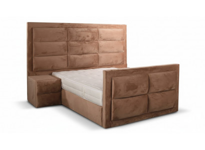 Klassiek bed hout bruin Slaapkamer meubels Ontwerp elegant Stof nieuw