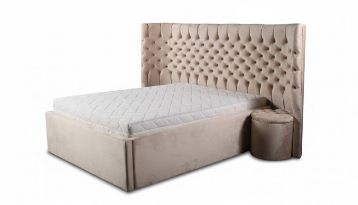 Beige Chesterfield tweepersoonsbed Moderne slaapkamer meubels Luxe bedden