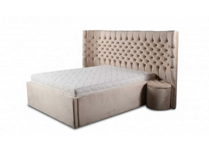 Beige Chesterfield tweepersoonsbed Moderne slaapkamer meubels Luxe bedden