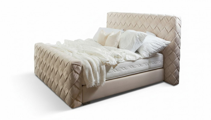 Beige tweepersoonsbed Moderne slaapkamermeubels Luxe stijlvol bed van stof