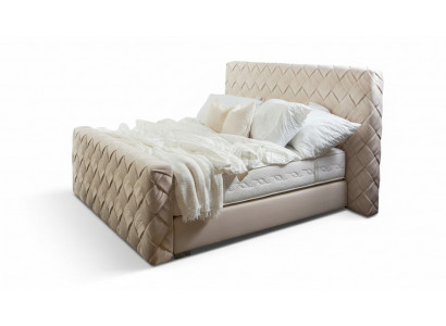 Beige tweepersoonsbed Moderne slaapkamermeubels Luxe stijlvol bed van stof