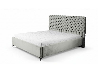 Grijs Chesterfield-bed Klassiek slaapkamermeubelontwerp Elegant stof