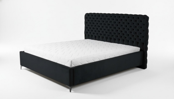 Zwart Chesterfield bed Klassiek slaapkamermeubelontwerp Stof