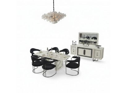 Modern eetkamer set Witte eettafel 6 stoelen wit dressoir Spiegel nieuw