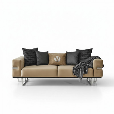 Luxe bank met roestvrijstalen poten, zitkussen, designbanken, meubels 230 cm.