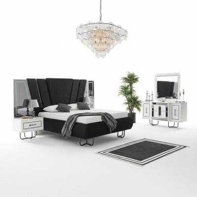 Slaapkamer Bed 2x Nachtkastjes + Commode Set Compleet Design Meubilair 4-delig