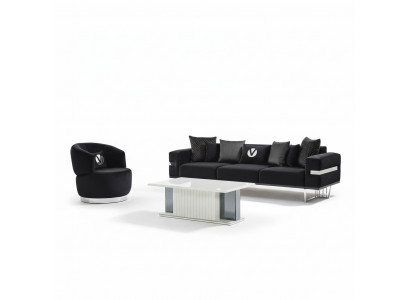 Modern woonkamerset Zwarte bank zwarte fauteuil Salontafel nieuw