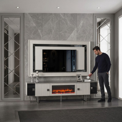 Luxe dressoir woonkamer met open haard tv standaard tv-meubel muur woonkamers.