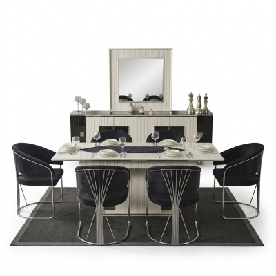 Eetkamer Eettafel Stoel 6x Stoelen Tafel Tafels Metaal Eetgroep Set 7-delig Nieuw