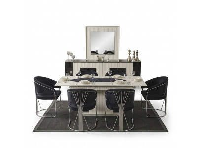 Eetkamer Eettafel Stoel 6x Stoelen Tafel Tafels Metaal Eetgroep Set 7-delig Nieuw