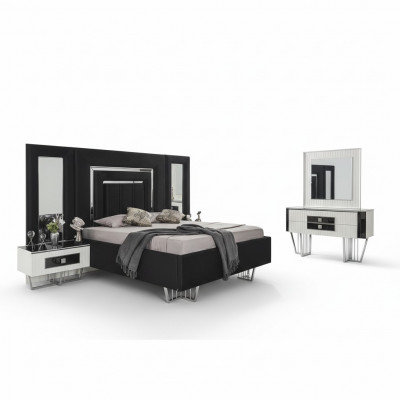 Slaapkamermeubilair Luxe bedtextiel met nachtkastjes ladekast spiegel 5-delig