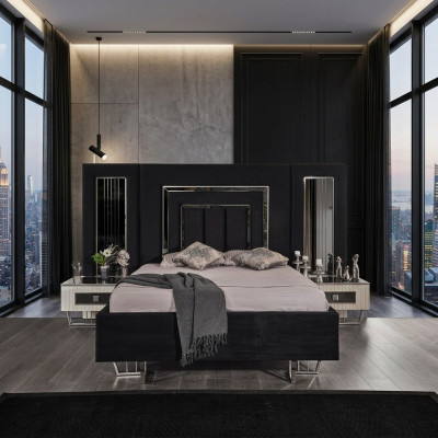 Slaapkamer bed 2x nachtkastjes luxe beddengoed set compleet design meubels 3-delig