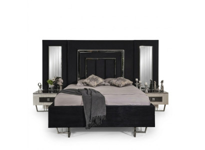 Slaapkamer bed 2x nachtkastjes luxe beddengoed set compleet design meubels 3-delig