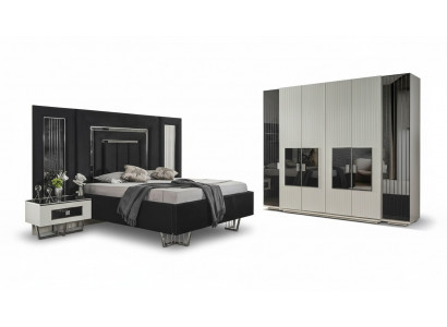 Slaapkamer set 2x nachtkastjes kledingkast compleet kamer bed meubels 4-delig