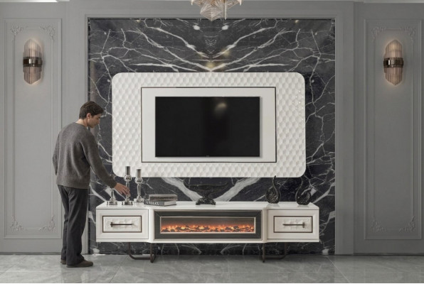 Haard dressoir tv-standaard rtv commode 2-delig woonkamer tv-meubel wand