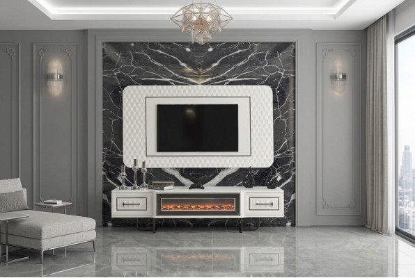 Haard dressoir tv-standaard rtv commode 2-delig woonkamer tv-meubel wand