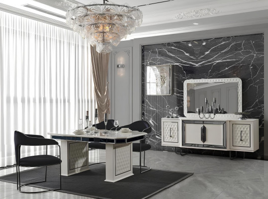 Beige eettafel Design tafels Luxe tafel uitschuifbaar meubels Eetkamer meubels
